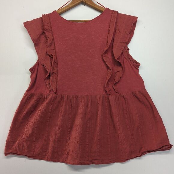 Knox Rose Embroidered Blouse Med Flutter Floral Ruffle Top Work Career Drape XXL - Picture 2 of 7